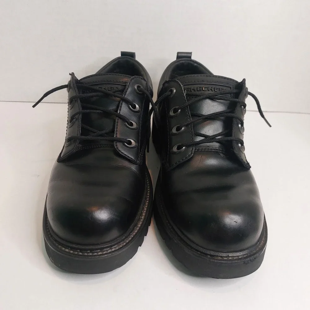 Skechers Leather Upper Black Oxford Shoes Men's Size 9.5 w/ Original Box